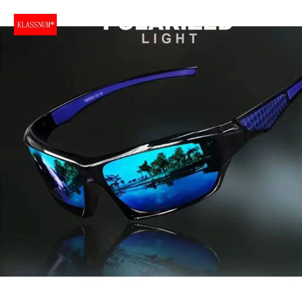 KLASSNUM Men Sports Polarized Sunglasses Lightweight Night Vision Yellow Shades Cycling Driving Fishing Fashion Mirror Sunglass