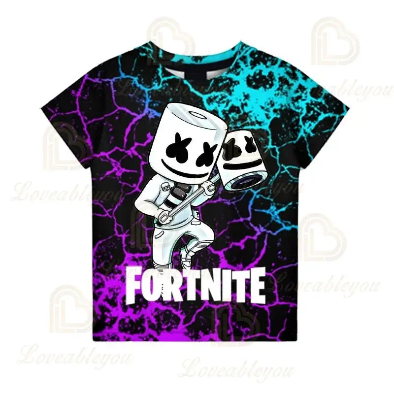 Fortnite Boys T-shirt Kids Tops Summer Children Clothes 3D Funny Battle Royale Game Graphics T-Shirt Toddler Girls Top Tee