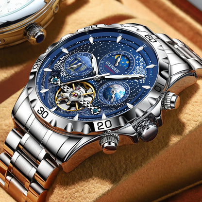 GLENAW Design Mens Watches Top Brand Luxury Fashion Business Automatic Watch Men's Waterproof Mechanical Watch Montre Homme