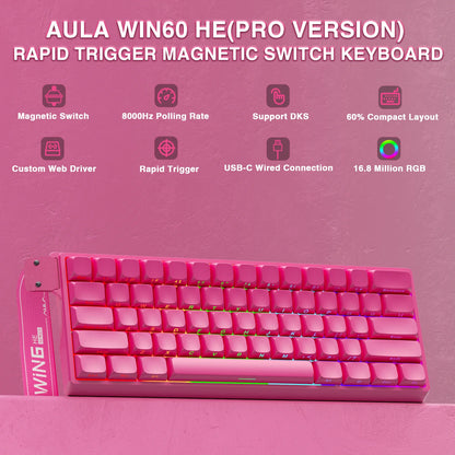 WIN60PRO Magnetic Switch Keyboard Rapid Trigger 8K Return RGB Hotswap 60% Layout Esports Gaming Keyboard