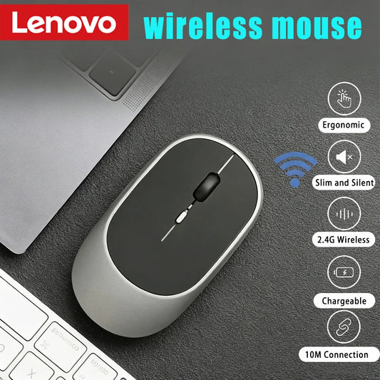 Mouse wireless Lenovo USB reîncărcabil, ergonomic, DPI ajustabil, silențios, pentru birou, 2.4G Bluetooth, optic, electric, pentru gaming și birou