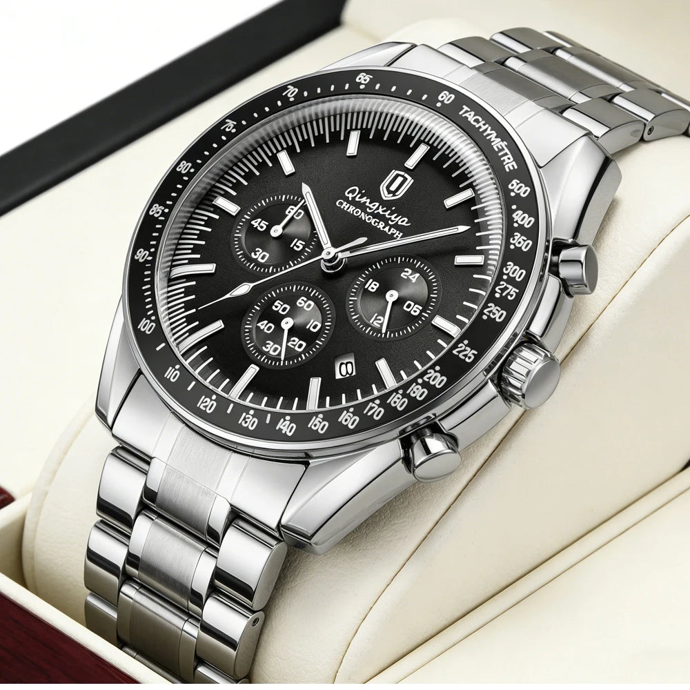 Luxury Brand Men Quartz Watch Waterproof Luminous Stainless Steel Men's Watches 24 Hours Chronograph Date Business Watch For Man