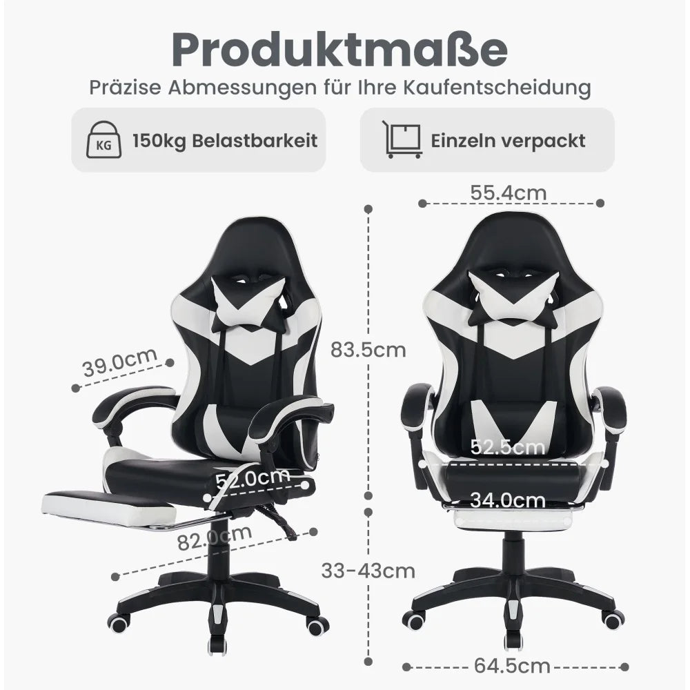 Ergonomic Gaming Chair 360° Reclining Office Chair with Footrest, Adjustable Height Racing Chair with Lumbar Support and Headrest
