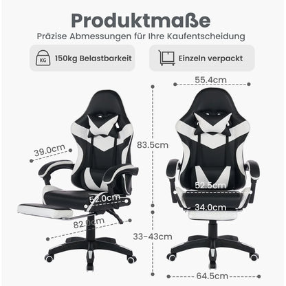 Ergonomic Gaming Chair 360° Reclining Office Chair with Footrest, Adjustable Height Racing Chair with Lumbar Support and Headrest