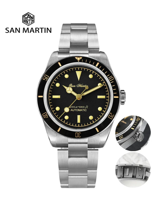 San Martin Vintage 38mm 6200 Diver Watch New Upgraded for Men Luxury NH35 Automatic Mechanical Sapphire Waterproof 200m Relojes