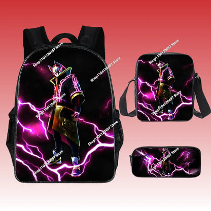 3pcs/set Fortnite Game Backpack Anime Cartoon Large Capacity Student School Bags Pencil Bag Kawaii Lunch Bag Birthday Gifts