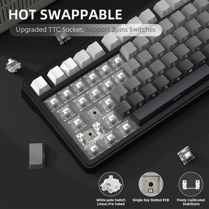 Teclado mecánico ATTACK SHARK X85 trimodo Gasket 75% con perilla CNC, acolchado de 5 capas, hot-swap, retroiluminación RGB y NKRO