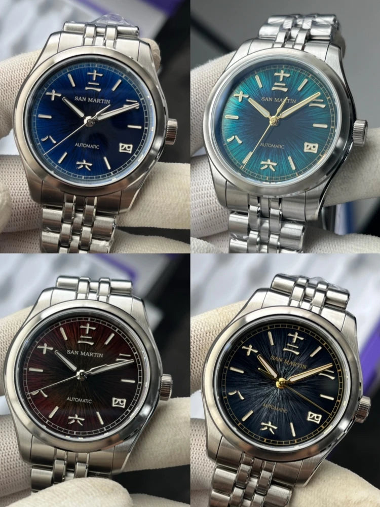 San Martin 39mm Enamel Sunray JianZhan Dial Men GADA Watch 90S5 Automatic BGW-X1 10Bar Sapphire 5-Link Bracelet SN0144CG