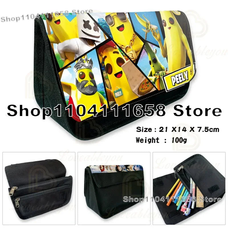 Fortnite Large Capacity Waterproof Velcro Pencil Case, Student Black Estuche Stationery School Pennenzak Supplies