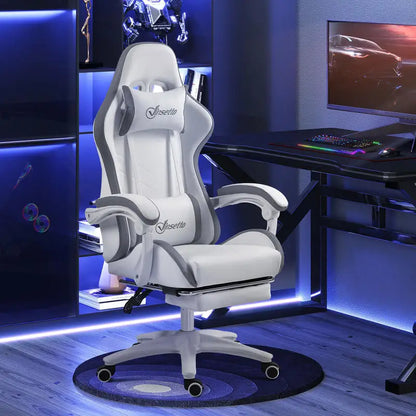 Ergonomic Gaming Chair with Footrest, Adjustable Headrest & Lumbar Support, 135° Reclining Gaming Chair, Height Adjustable Home Office Computer Chair 120KG