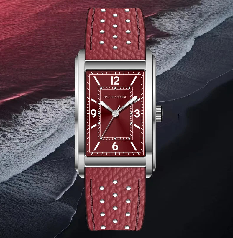 Specht & Söhne Neue modische 28MM quadratische Uhr für Herren, VH31-Uhrwerk, Sportuhr, blau, Edelstahl, Saphirglas, wasserdicht