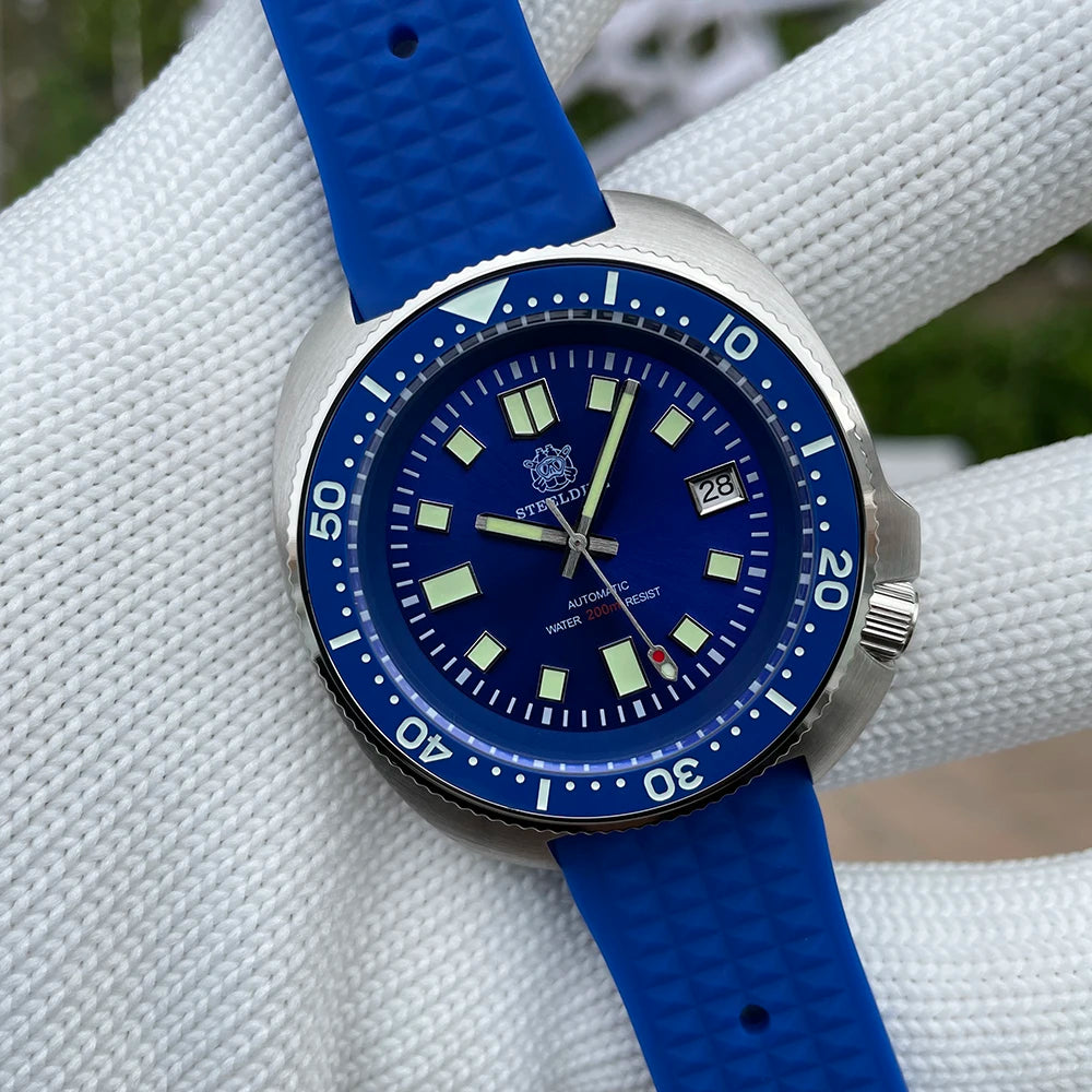 SD1970 STEELDIVE Brand 44MM Sapphire Glass with Transparent AR Coating Ceramic Bezel NH35 Movement Automatic Dive Watch Turtle