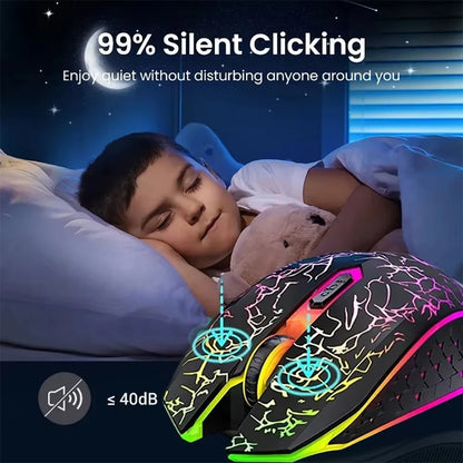 Mouse de gaming RGB 2.4G wireless, mouse Bluetooth 1600DPI, 6 butoane silențioase, mouse ergonomic dual-mode pentru birou, pentru MacBook și PC