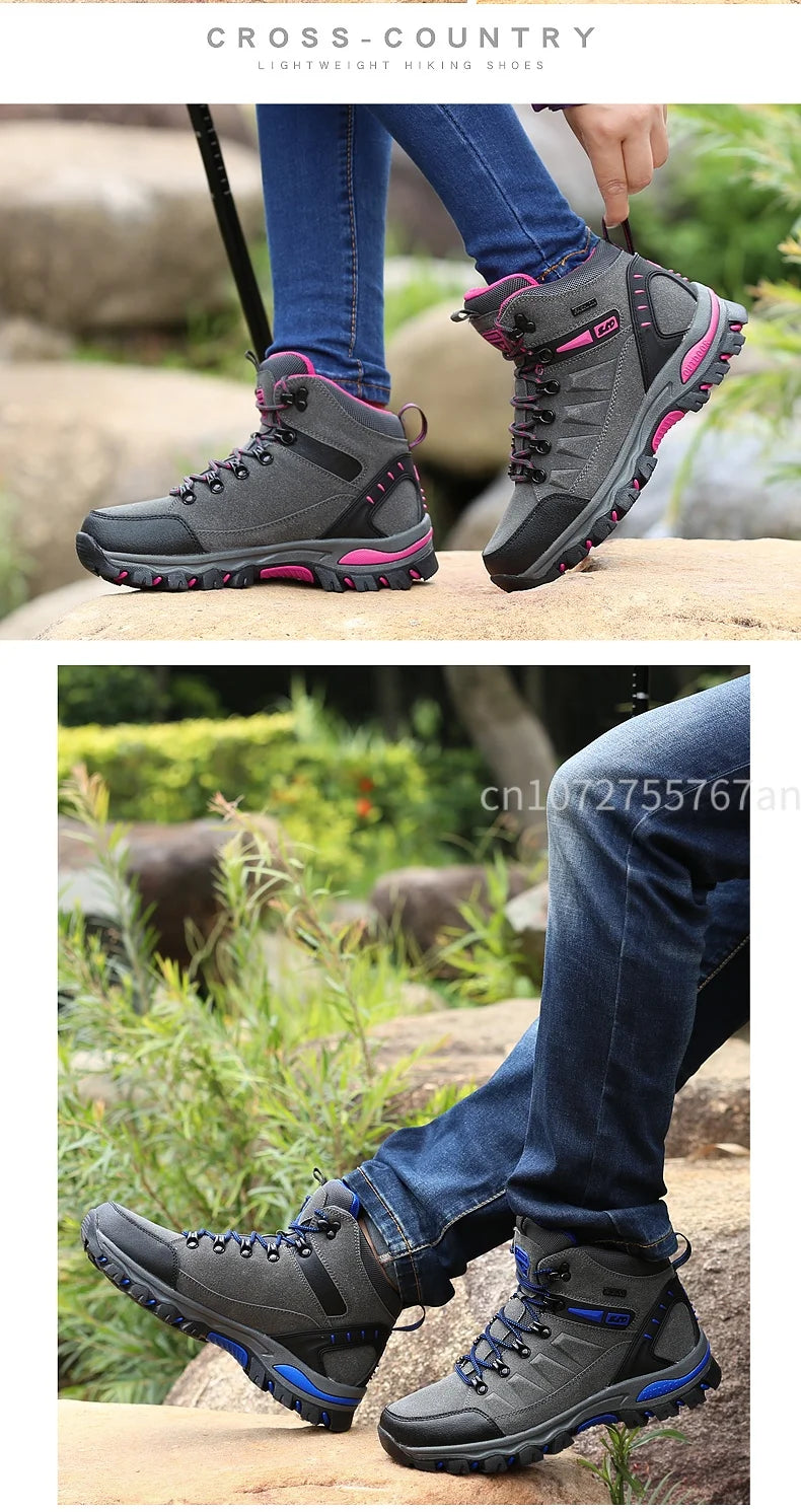 Couples Outdoor Hiking Shoes Comfortable Wear-Resistant Camping Climbing Mountain Shoes Breathable Sports Shoes Camping Boots