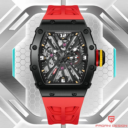 PAGANI DESIGN 42 MM Herren-Skelett-Quarzuhr Japan VH65 Saphirglas Edelstahl 50M wasserdicht Armbanduhren PD1738 Neu