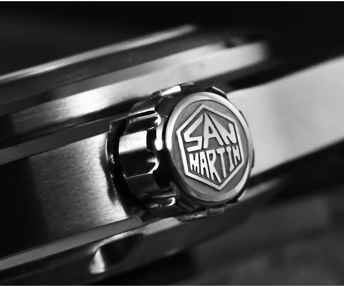 San Martin 40mm Men Sports Watch SS Brushed Dial Integrated Bracelet Miyota 90S5 Original Design Automatic Mechanical SN0149