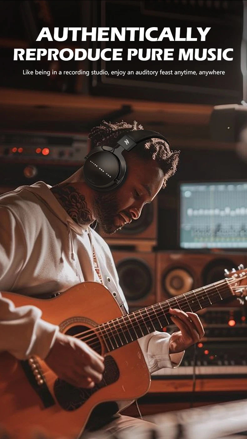 TALOMEN W550x Studio-Kopfhörer – Professionelle kabelgebundene Over-Ear-DJ-Monitor-Kopfhörer mit 50mm Treibern und abnehmbarem Kabel