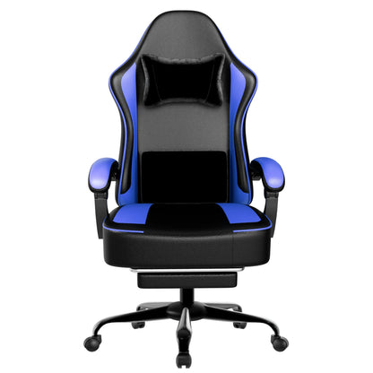 Ergonomic Gaming Chair with Footrest, Pocket Spring Cushion Computer Chair, PU Leather Reclining Gaming Chair for Adults, Adjustable Office Chair