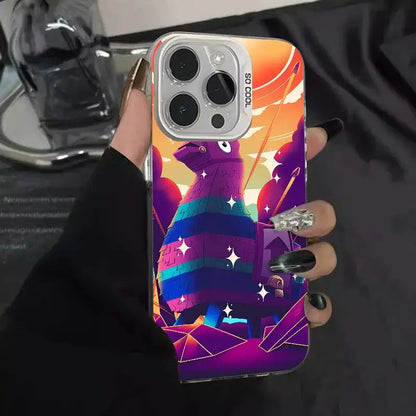 1pc Game F-Fortnite Phone Case IMD Color Silver Shell For iPhone 16, 15, 14, 13, 12, 11 Pro Max Plus