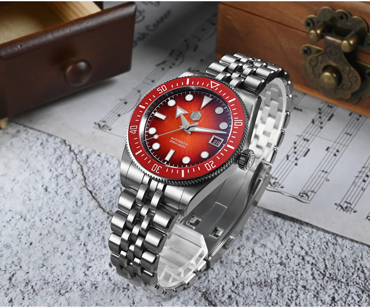 San Martin 37.5mm 40mm Men Diver Watch Miyota 9015 Enamel Dial Luxury Automatic Mechanical Wristwatch Waterproof 200m SN0148