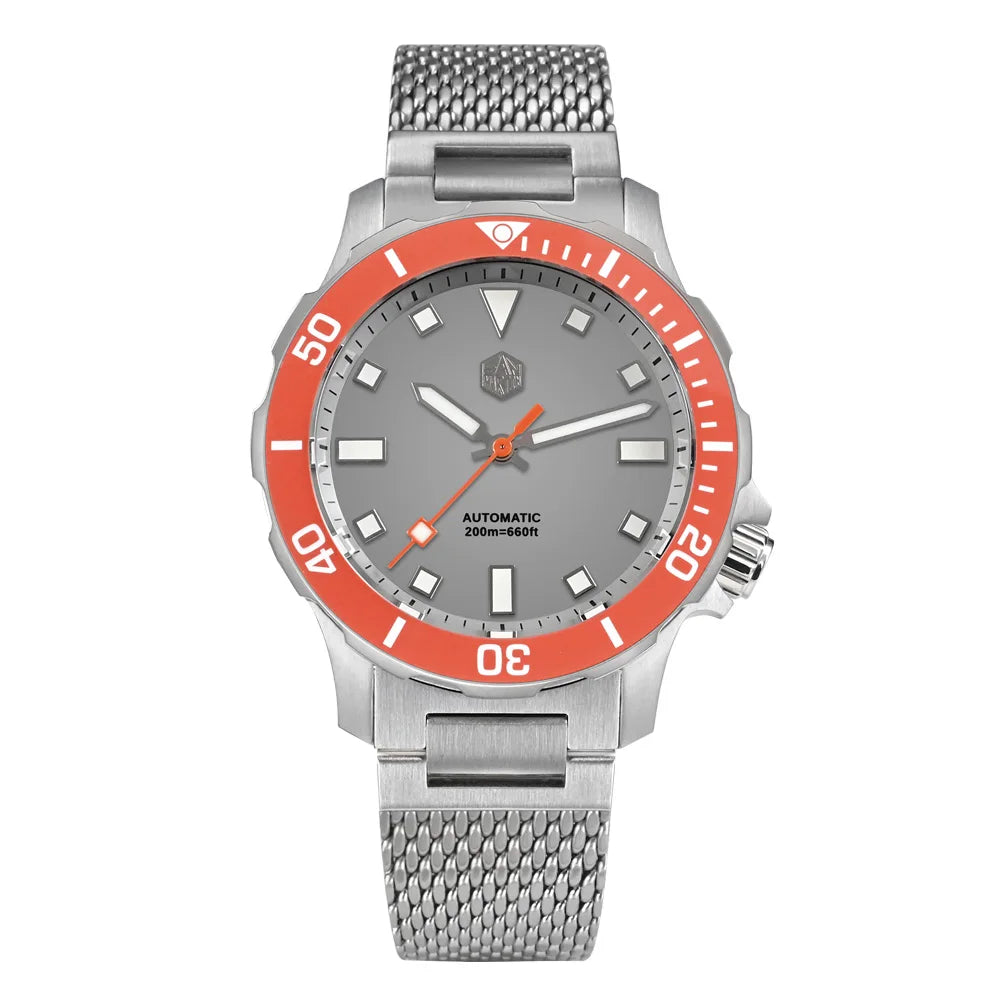 San Martin Original Design Diver 39.5mm V2 Men Watch NH35 Automatic Mechanical Watch Milanese Bracelet Waterproof 200m Luminous
