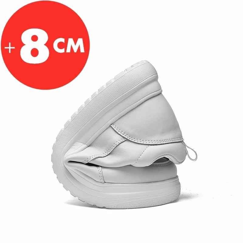 Big Size Lift Men Sneakers Elevator Shoes Heightening Height Increase Insole 7-8CM High Heels Shoes Genuine Leather Sport Shoes