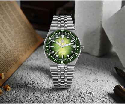 San Martin 40mm Men's Luxury Diver Watch Miyota 9015 Enamel Sunburst Dial Automatic Mechanical Wristwatch Waterproof 200m SN0148
