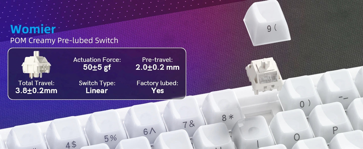 Womier Q61 V2 Wireless 65% Mechanical Keyboard with Knob VIA Programmable Support Tri-Mode BT/2.4G/USB-C Hot-Swap RGB for Mac/PC