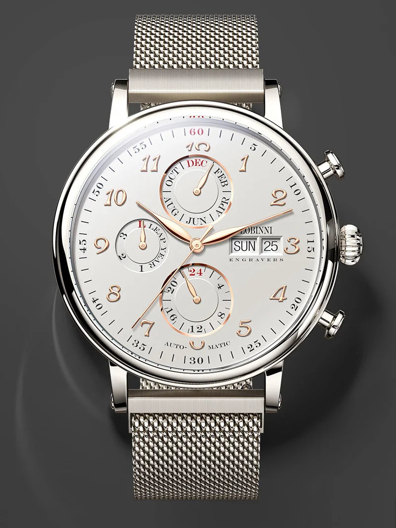 Luxury Brand Switzerland LOBINNI Perpetual Calendar Automatic Mechanical Men's Watches Sapphire Multi-function Clock L13019-8