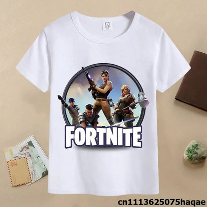 Summer Fortnite Children T-shirt Cartoon Game Figure Printed T-shirt Boys Casual Sports T-shirt Short Sleeves Kids Clothing