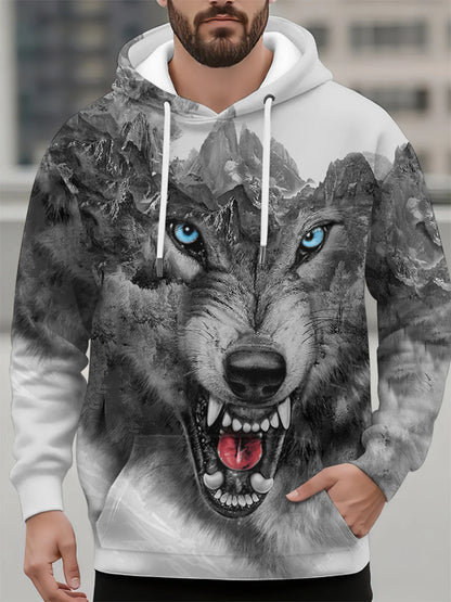 Fashion Animal Men's Hoodie Wolf 3D Print Fall Sweatshirt Hoodie Street Casual Sweatshirt Y2K Men's Oversized Unisex Clothing