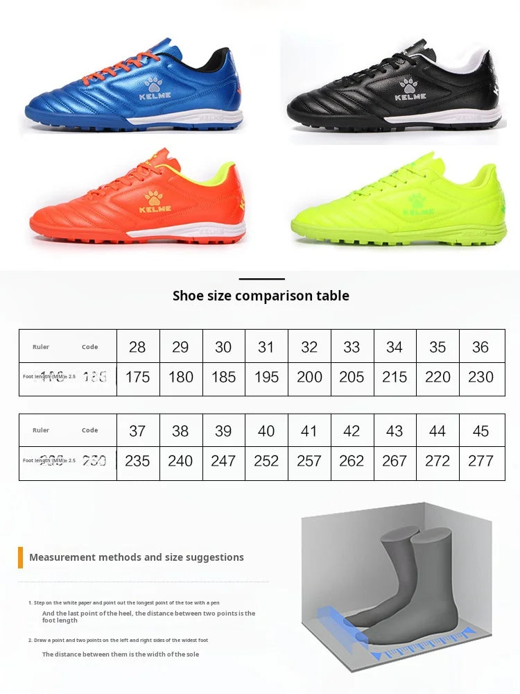 Kelme Tf Broken Nail Pantofi de fotbal pentru adulți și tineri Pantofi de fotbal antiderapanti pentru gazon artificial Pantofi de fotbal pentru jocul de cinci contra cinci Pantofi de fotbal sportivi