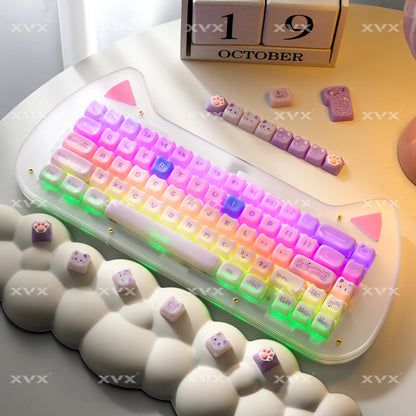 XVX 148 Keys Cat Theme Keycaps MAO Profile Key Cap Korean Glossy Cute Keycap for Keyboard 61 64 68 78 87 96 98 104 108