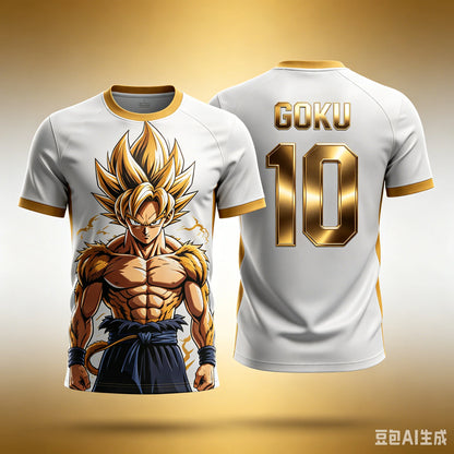 2026 Summer Nice Fabric Dragon Ball NO.10 Goku Licensed 3D Printed T-Shirt Breathable Quick Dry Adults S-6XL Children 90-160 Cm