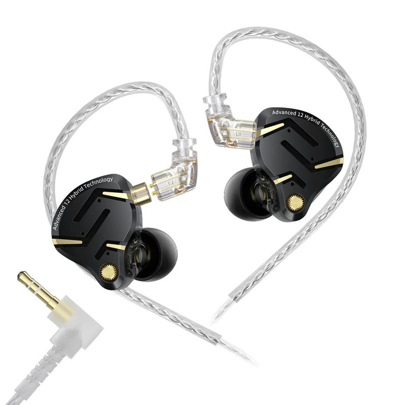 Auriculares IEM Híbridos KZ ZS12 PRO 2 – Auriculares Gaming HiFi com Fio, Graves Potentes e Drivers Superlineares