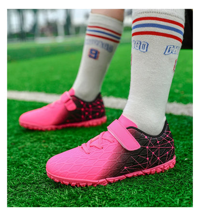 Vyriški futbolo bateliai, mergaičių futbolo bateliai su spygliais, lauko rungtynėms ir treniruotėms skirti sportiniai futbolo bateliai su ilgais spygliais, patogūs, kvėpuojantys, berniukams, neslystantys