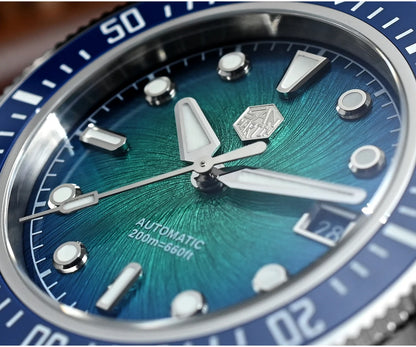 San Martin 40mm Men's Luxury Diver Watch Miyota 9015 Enamel Sunburst Dial Automatic Mechanical Wristwatch Waterproof 200m SN0148
