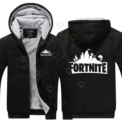 New Arrival Fortnite Men Cool Sweatshirt Battle Game Coat Winter Thick Fleece Warm Zipper Harajuku Hoodie Streetwear