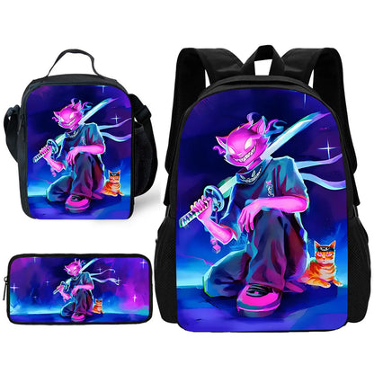 Hot Game Child School Backpack with Lunch Bags, Design-F-FortniteS Pencil Bags, School Bags for Boys Girls Best Gift