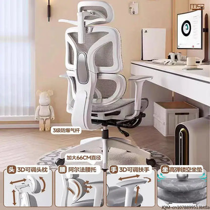 Sedia da studio ergonomica e confortevole, supporto lombare per lunghi periodi da seduti, sedia regolabile in altezza, sedia da ufficio girevole per computer a casa
