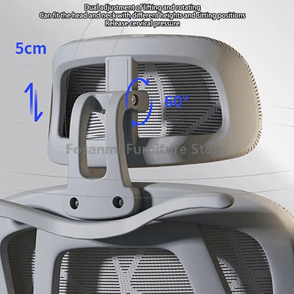 Cadeira de escritório em malha respirável para computador com apoios de braços e apoio lombar, cadeira ergonómica ajustável para secretária, casa e gaming, com encosto de cabeça