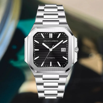 2025 Specht & Söhne Men's Classic Cubic Automatic Mechanical Watch 50M Waterproof Luminous Sapphire Crystal Reloj Hombre 41MM