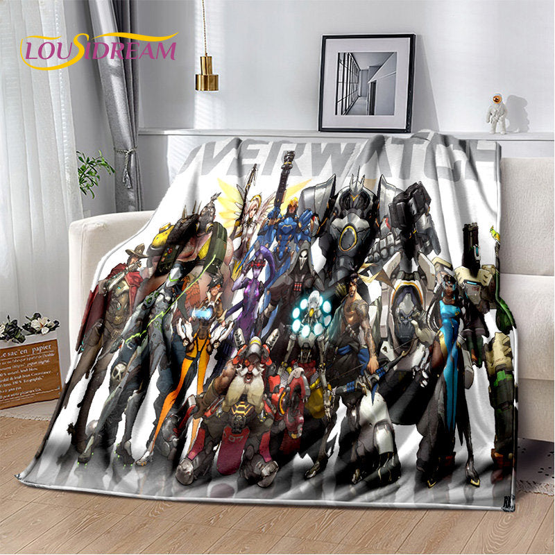 Overwatch Gamer DVA Reaper Manta Macia de Peluche, Manta de Flanela para Sala de Estar, Quarto, Cama, Sofá, Piquenique, Criança, 3D