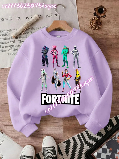 New Fortnite Kids Sweatshirts Cartoon Game Character Printed Hoodie Autumn Casual Children Tops Winter Baby Boys Clothing
