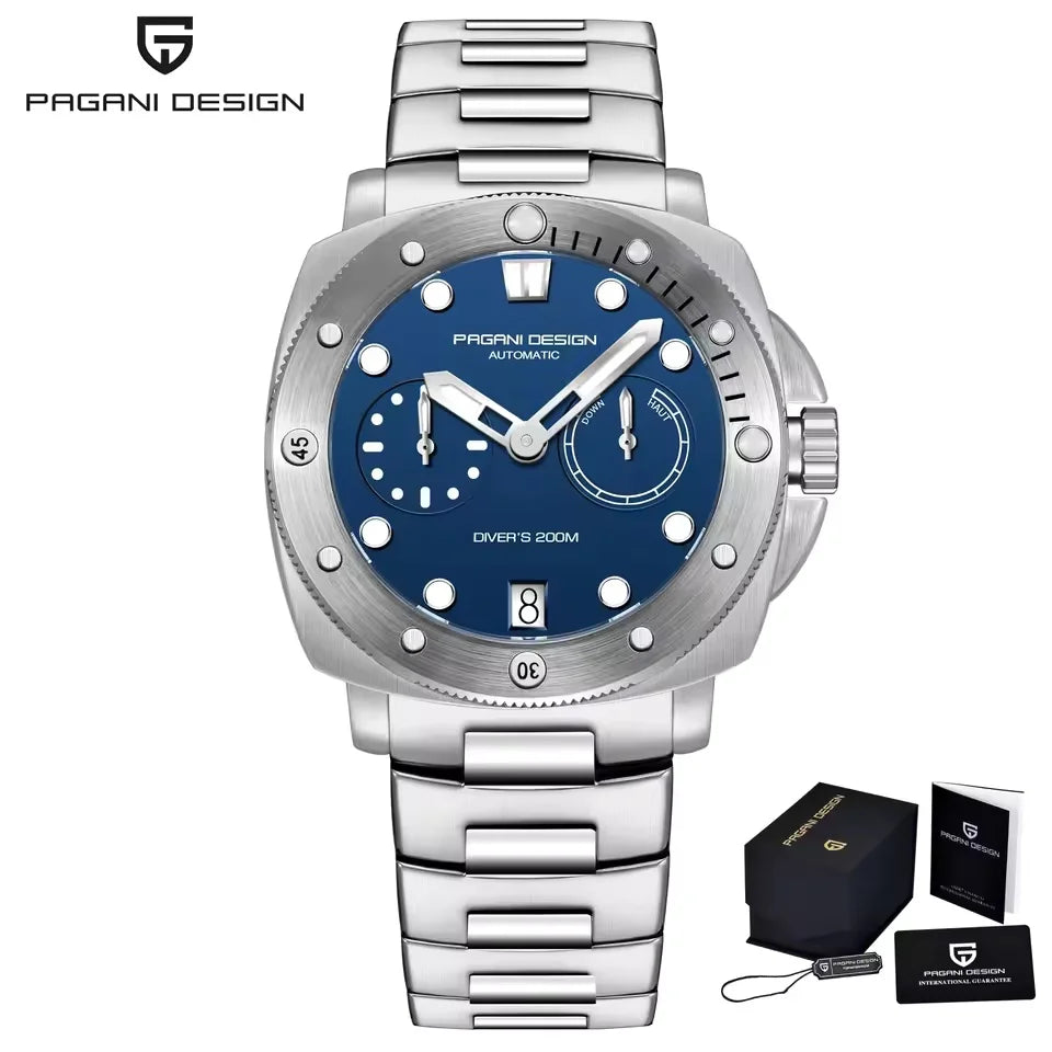 PAGANI DESIGN Men's Watches New Diver Automatic Mechanical Watch Sapphire Stainless Steel Sport 20 Bar Clock