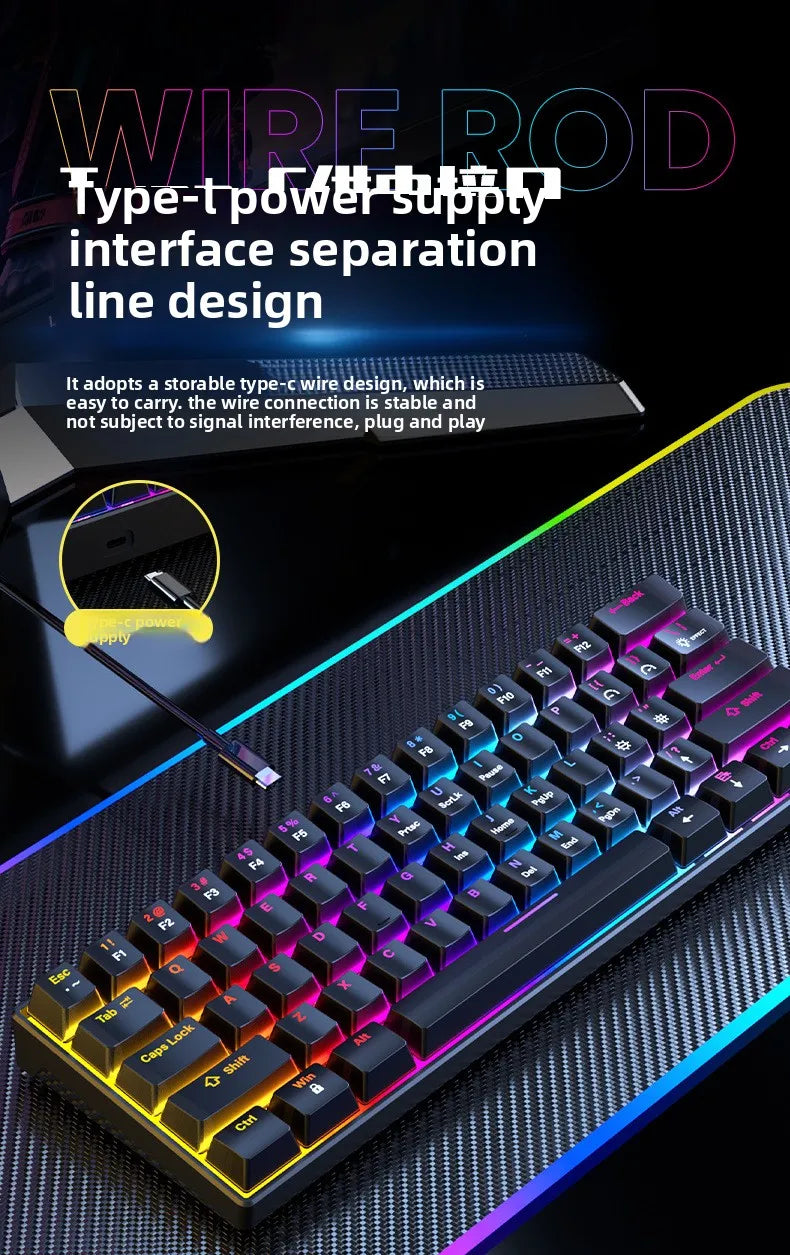 Wired Mechanical Gaming Keyboard 60 White Keyboard Office All White Mechanical Keyboard Teclado Blanco Gamer