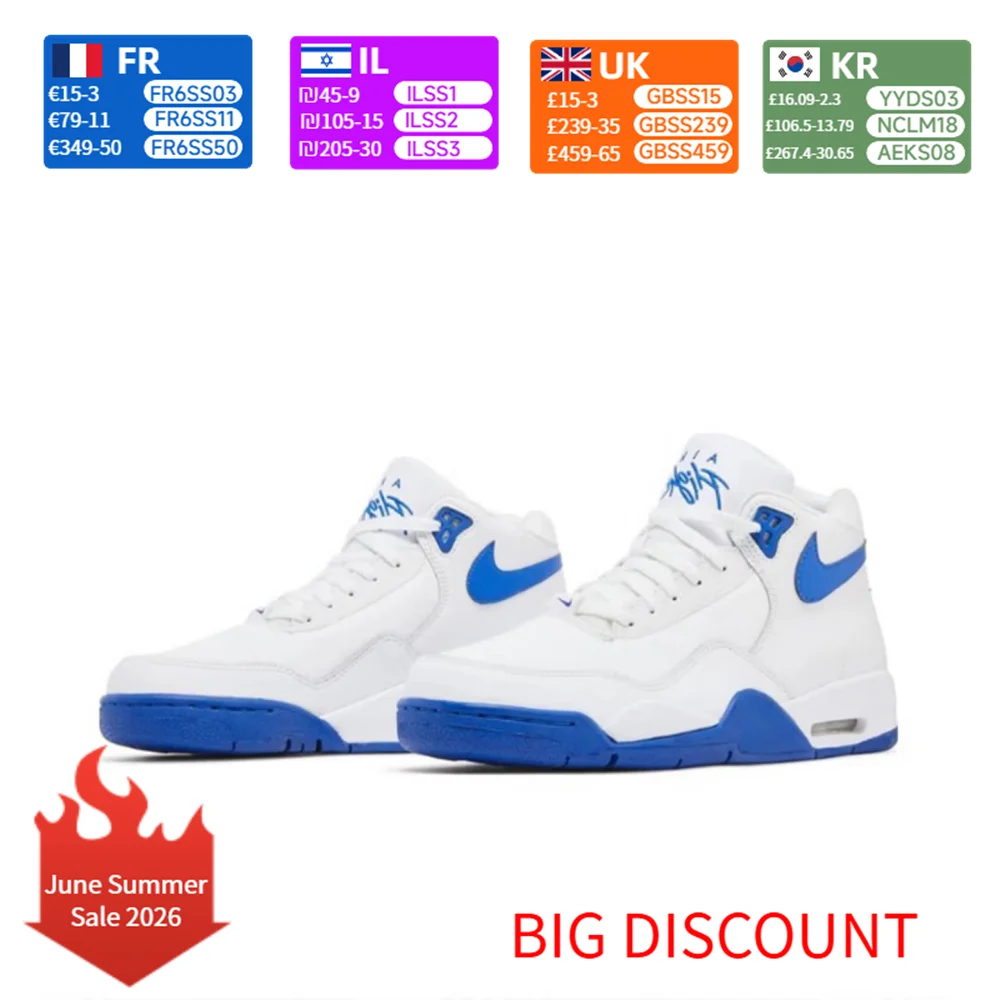 Nike Flight Legacy – bekväma och mångsidiga retro-basketskor i mellanhög modell för herrar, vit/blå, BQ4212-103