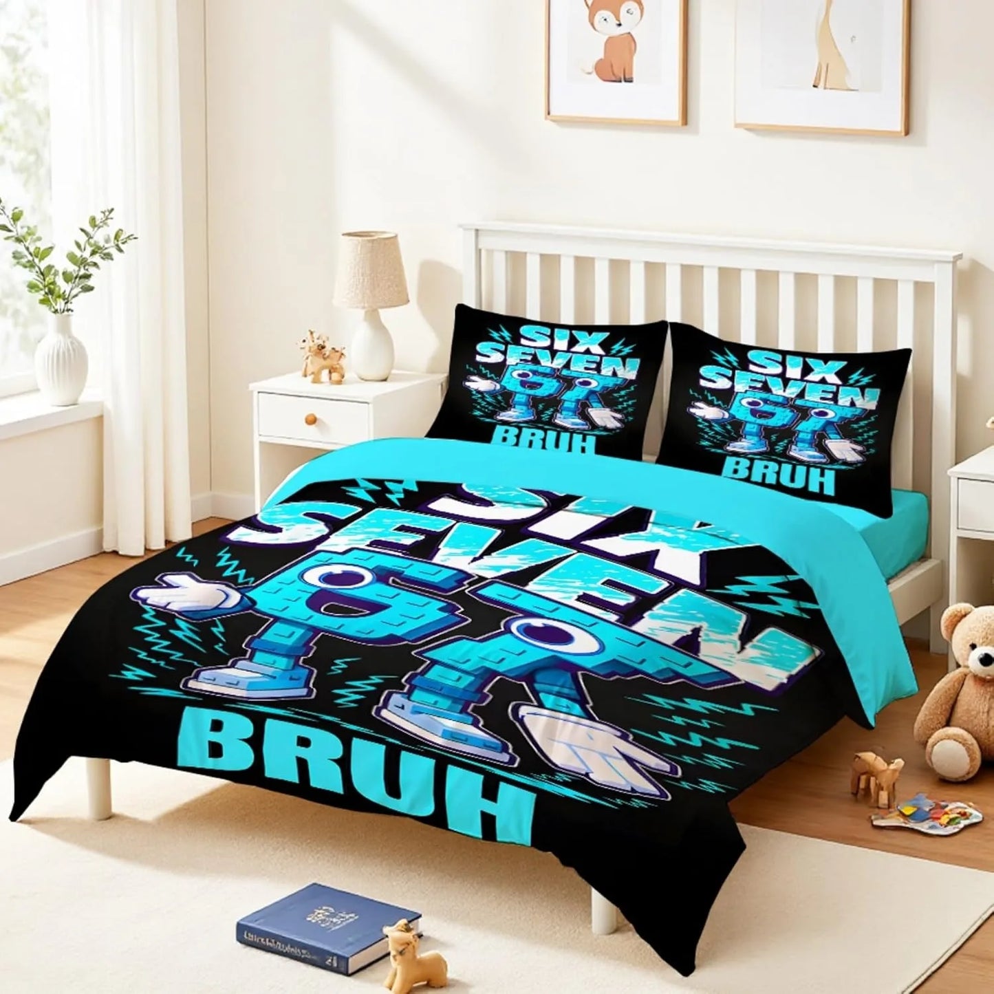 Cartoon Print Six Seven 67 Bedding Set 2/3pcs, Home Teen Adult Duvet Cover and Pillowcase, Gift for Boys and Girls