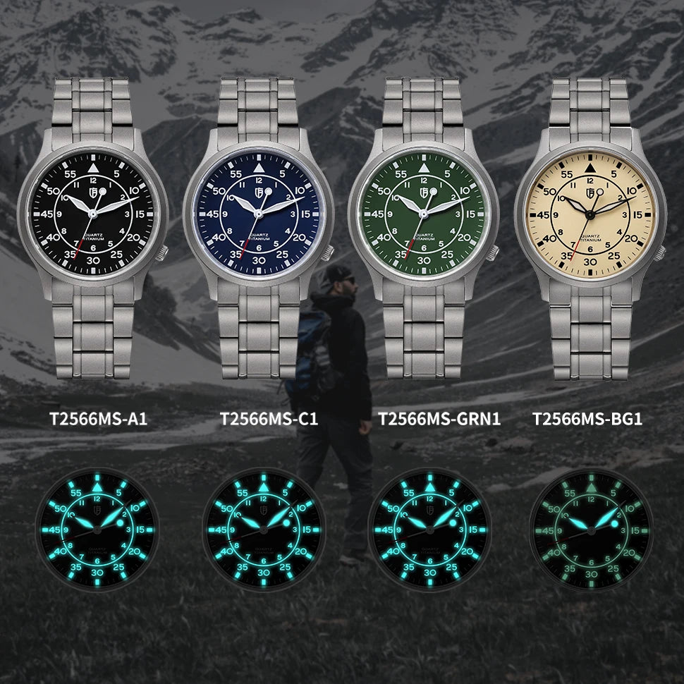 BERNY Titanium Men Quartz Watch AR Coating Sapphire Fashion Wristwatch Luminous VH31 Ultra-thin Wristwatch Waterproof 5ATM Watch