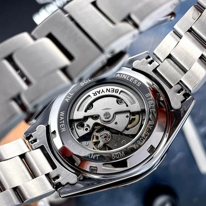 BENYAR luxury brand 40MM sand grain dial men's watch, stainless steel 50 meter waterproof automatic mechanical watch